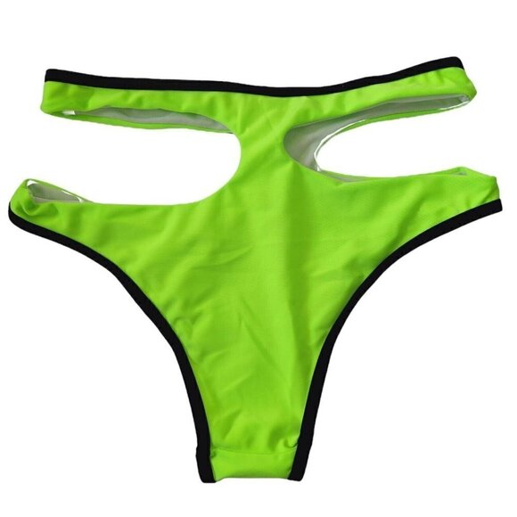 807 Lingerie Neon Green Fashion Bikini Black Trim Sz Med Fashion Swim Wear NWT - Picture 5 of 7
